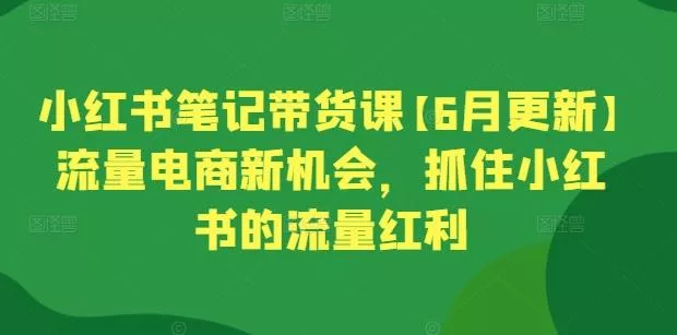 小红书笔记带货课【6月更新】流量电商新机会，抓住小红书的流量红利-创享联盟-猴哥资源发布站
