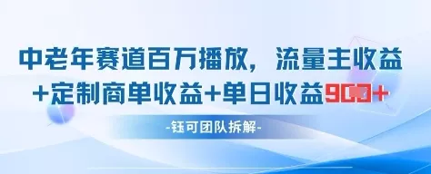 中老年赛道百万播放+流量主收益+定制收益,单日收益9张-创享联盟-猴哥资源发布站