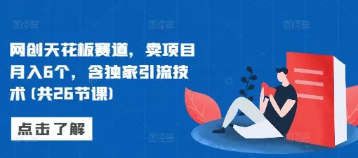 网创天花板赛道，卖项目月入6个，含独家引流技术(共26节课)-创享联盟-猴哥资源发布站