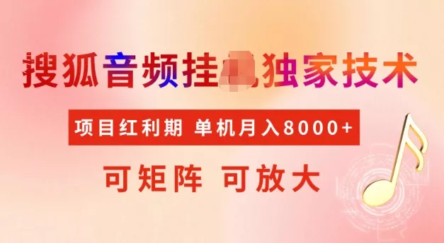 首发搜狐音频挂JI，项目红利期，可矩阵可放大，稳定月入5k【揭秘】-创享联盟-猴哥资源发布站