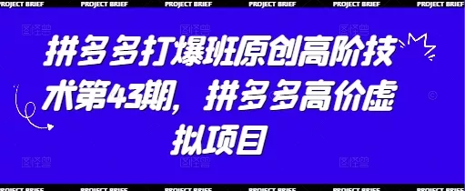 拼多多打爆班原创高阶技术第43期，拼多多高价虚拟项目-创享联盟-猴哥资源发布站