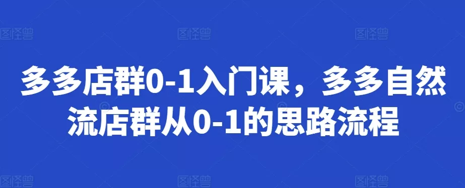 多多店群0-1入门课，多多自然流店群从0-1的思路流程-创享联盟-猴哥资源发布站