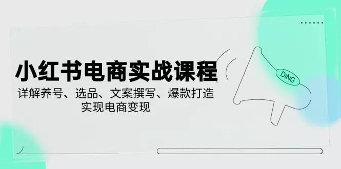 小红书电商实战课程，详解养号、选品、文案撰写、爆款打造，实现电商变现-创享联盟-猴哥资源发布站