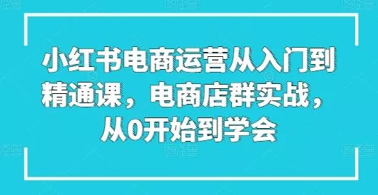 小红书电商运营从入门到精通课，电商店群实战，从0开始到学会-创享联盟-猴哥资源发布站