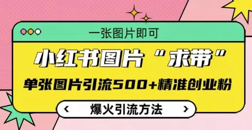小红书图片‘求带’爆火引流法，单张图片引流500+精准创业粉【揭秘】-创享联盟-猴哥资源发布站