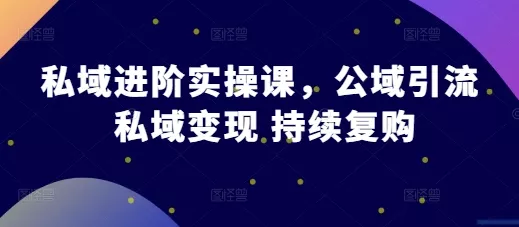 私域进阶实操课，公域引流 私域变现 持续复购-创享联盟-猴哥资源发布站