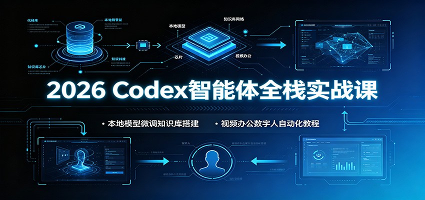 2026 Codex智能体全栈实战课：本地模型微调知识库搭建，视频办公数字人自动化教程-创享联盟-猴哥资源发布站