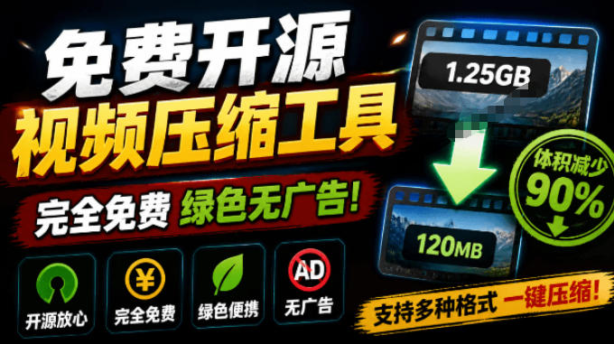 Github开源视频压缩瘦身工具，轻松压缩90%，并保持画质清晰，完全免费绿色无广告！VideoSlim-创享联盟-猴哥资源发布站